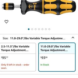 Wera 0(contact info removed) Kraftform ESD 7446 Hexagon Torque Screwdriver, 1/4" Head, 11.0-29.0"/lbs Variable Torque AdjustmentRange