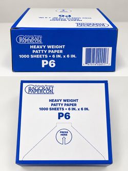 HEAVY WEIGHT PATTY PAPER 1000 SHEETS • 6 IN. X 6 IN. P6
