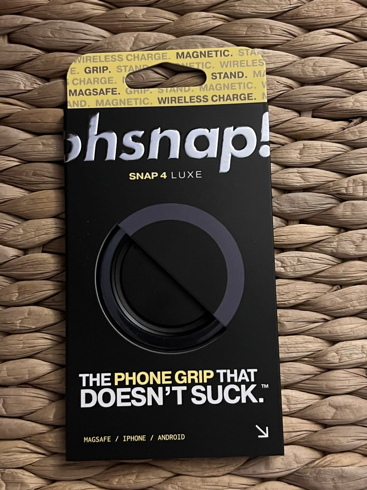 OhSnap 4 Luxe Phone Grip Iphone Android- Obsidian Black