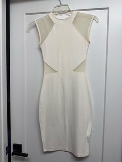 White Bodycon Dress with Mesh Panels