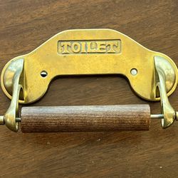 Vintage Toilet Paper Holder Brass Tissue Holder with Wood Roller - Renovators Supply