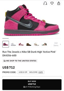 Run The Jewels x Nike SB Dunk High 'Active Pink' DX4356-600
