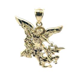 Men’s 10k Yellow Gold Saint St. Michael The Archangel Pendant for Necklace GP3126693