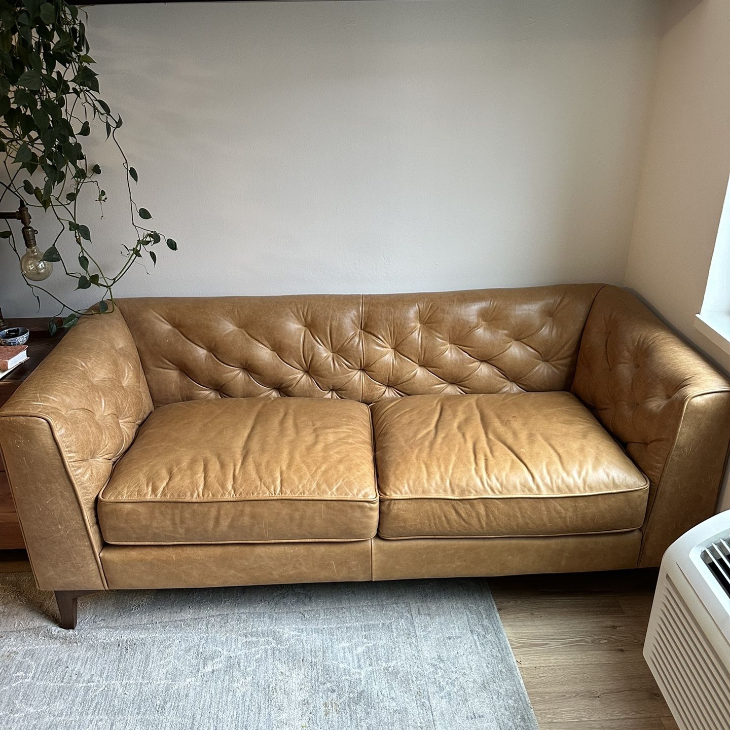 Poly & Bark - Essex 74” Apartment Leather Sofa, Cognac Tan