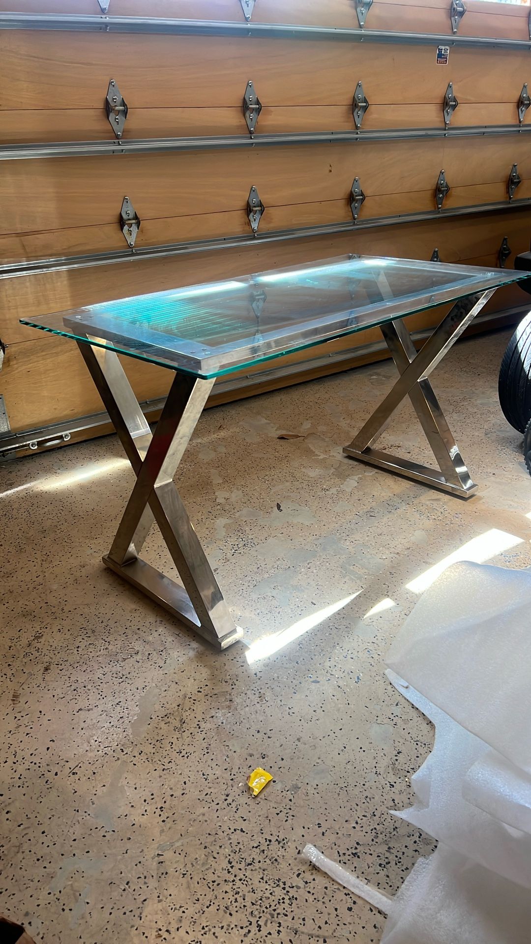 Glass Top Chrome Desk