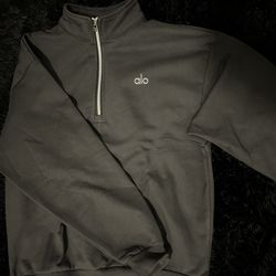 Alo 1/4 zip mens sweatshirt dark grey size small