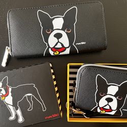 Marc Tetro French Bulldog/Terrier/Boston Wallet & Wristlet/Clutch Set Of 2