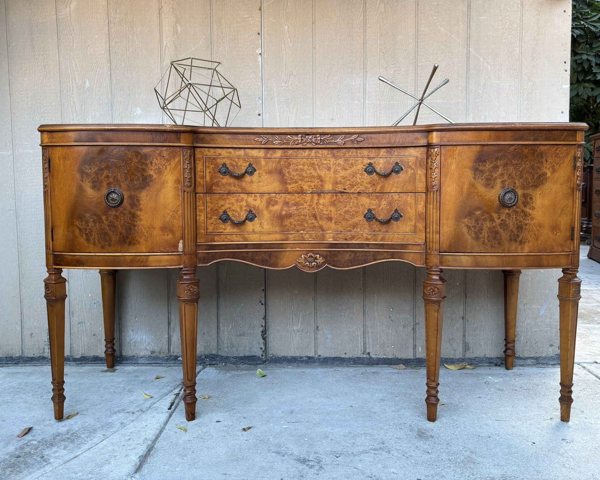 Gorgeous antique burl wood buffet