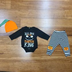 Nightmare Before Christmas Baby Outfit Set 12M Pumpkin King Bodysuit Set
