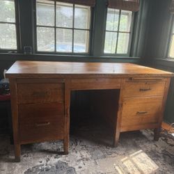 Antique Bankers Desk - Wood 