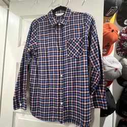 Plaid Long Sleeve Shirt Tunic Size M