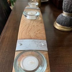 Wooden Candle Holes Table Accent