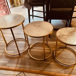 Set of 3 Marble Top Nesting Tables