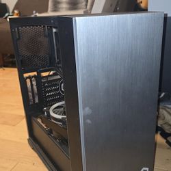 PC case with b550am gaming motherboard and two artic fans and small Cyberpower aio fan for cpu 