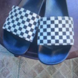 Vans Range Slide Checkerboard Black Men's Size 10