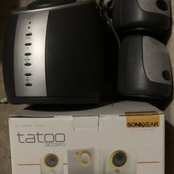 PC Speakers With Subwoofer and Connecting Cables