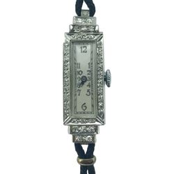 Art Deco Platinum Old Cut Diamond Pyramid Ladies Watch 