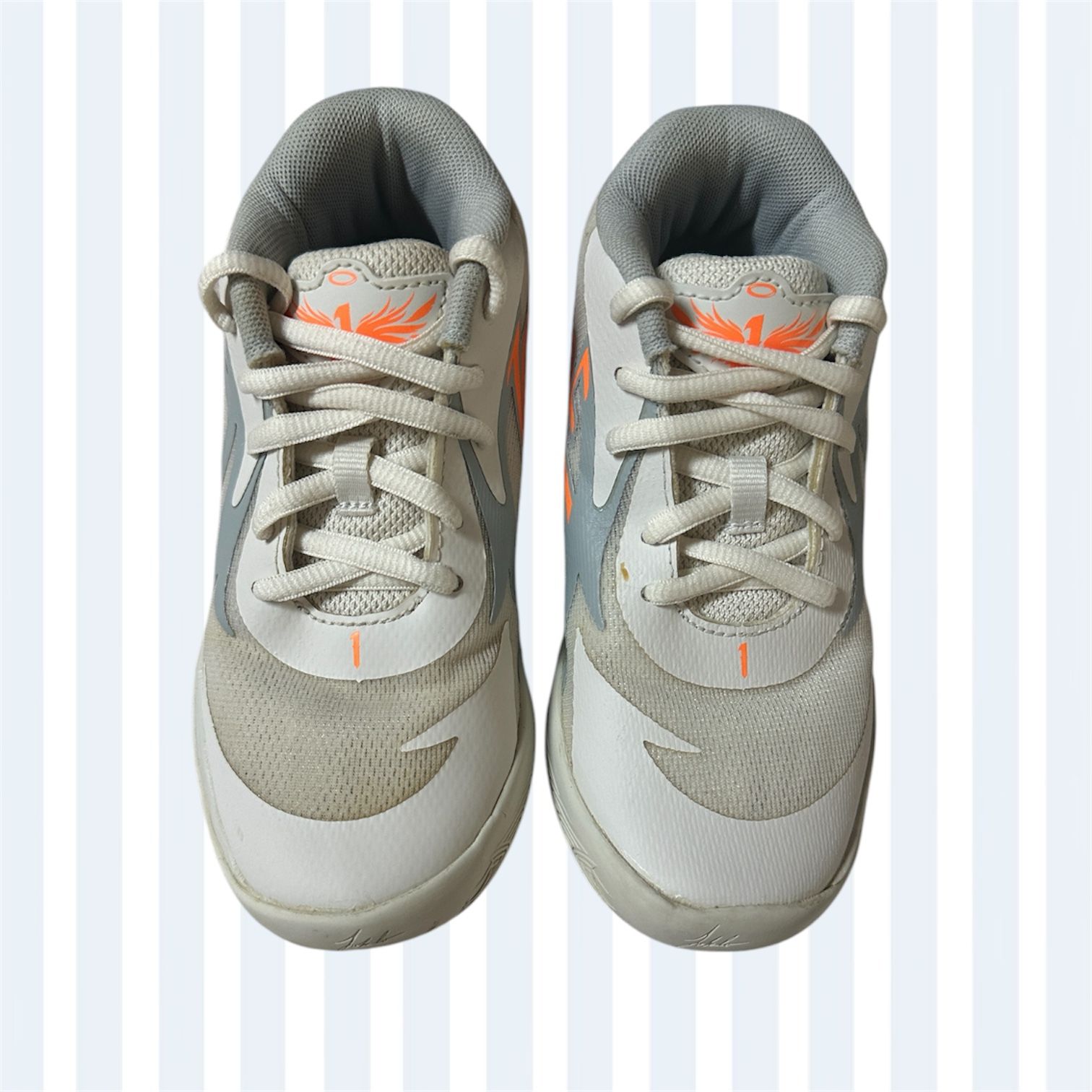 Puma Mb .02 Basketball Boys White Grey Orange Sneakers Size 12C