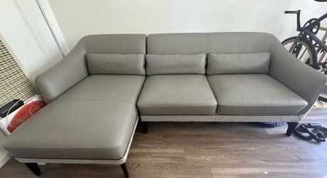 Grey leather couch