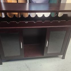 Kings Brand Furniture Wine Rack Buffet Server Console Table with Glass Doors, Espresso