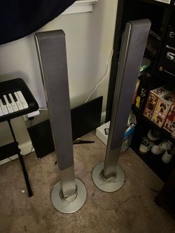 Pair of Sony SS-TS21 Tower Speakers - Silver (Minor Fabric Damage)