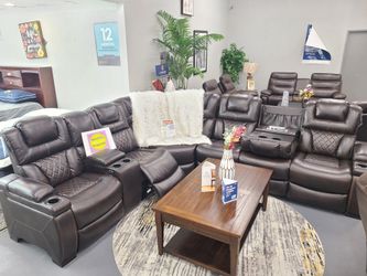 New Sectional Sofa With USB Headrest Recliners 