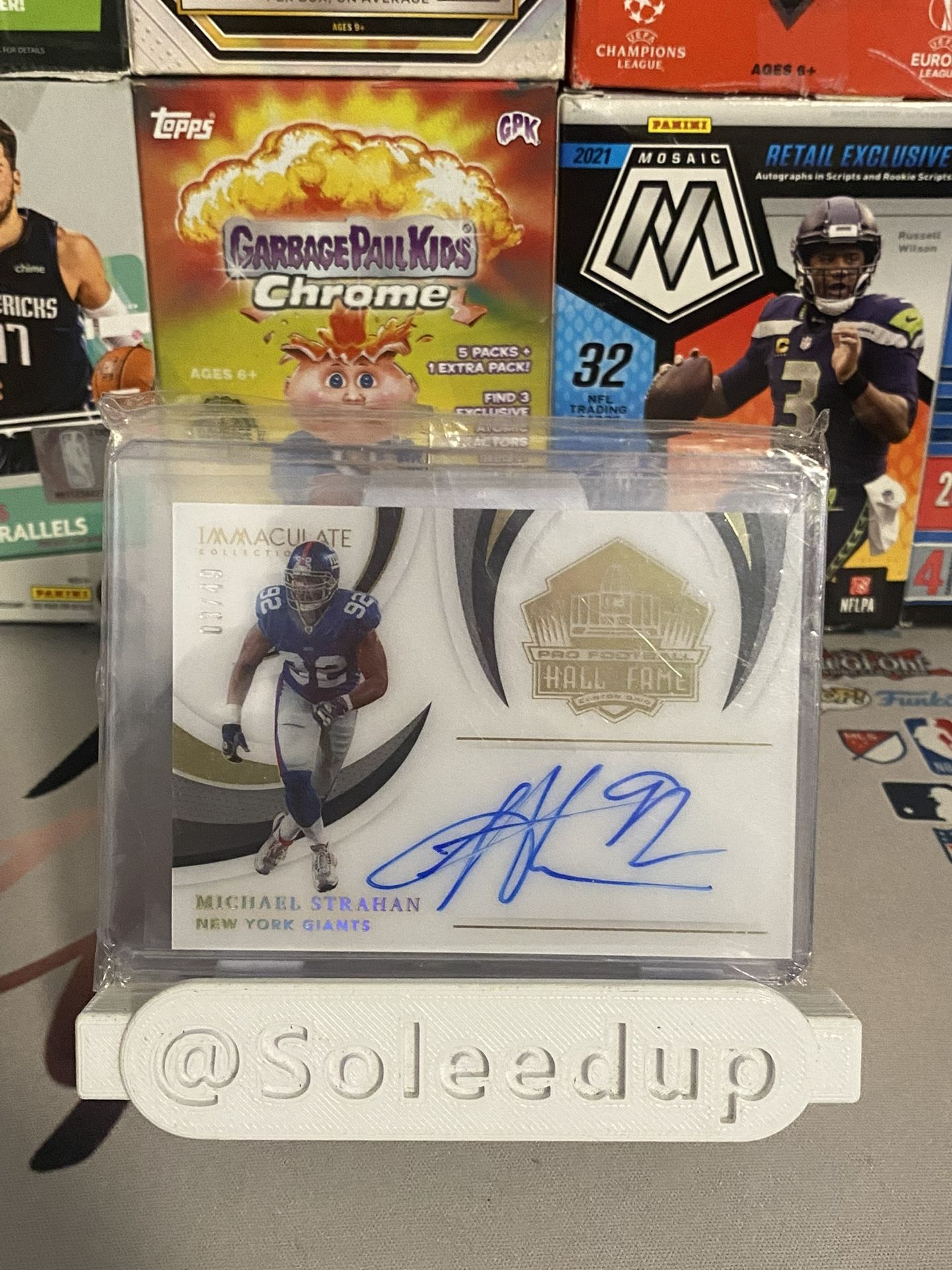 2021 Immaculate Collection Michael Strahan /49 Hall Of Fame On Card Auto SP