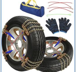 Snow Chains for Car Pickup Trucks SUV,Universal Emergency Tire Traction Chain,Anti-Skid Thickening Tire Chains Width 205 215 225 235 245 255 265mm- Se