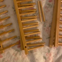 HBlife 4pcs Bamboo Dish Plate Bowl Cup Book Pot Lid Cutting Board Drying Rack Stand Drainer Storage Holder