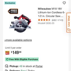 Circular milwaukee cordless saw