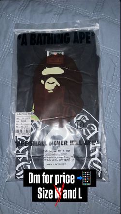 Black and white chrome heart bape t-shirt