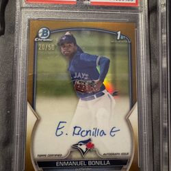 2023 Bowman Enmanel Bonilla Chrome Pros Auto-Gold Ref 20/50 (Gem MT PSA 10)
