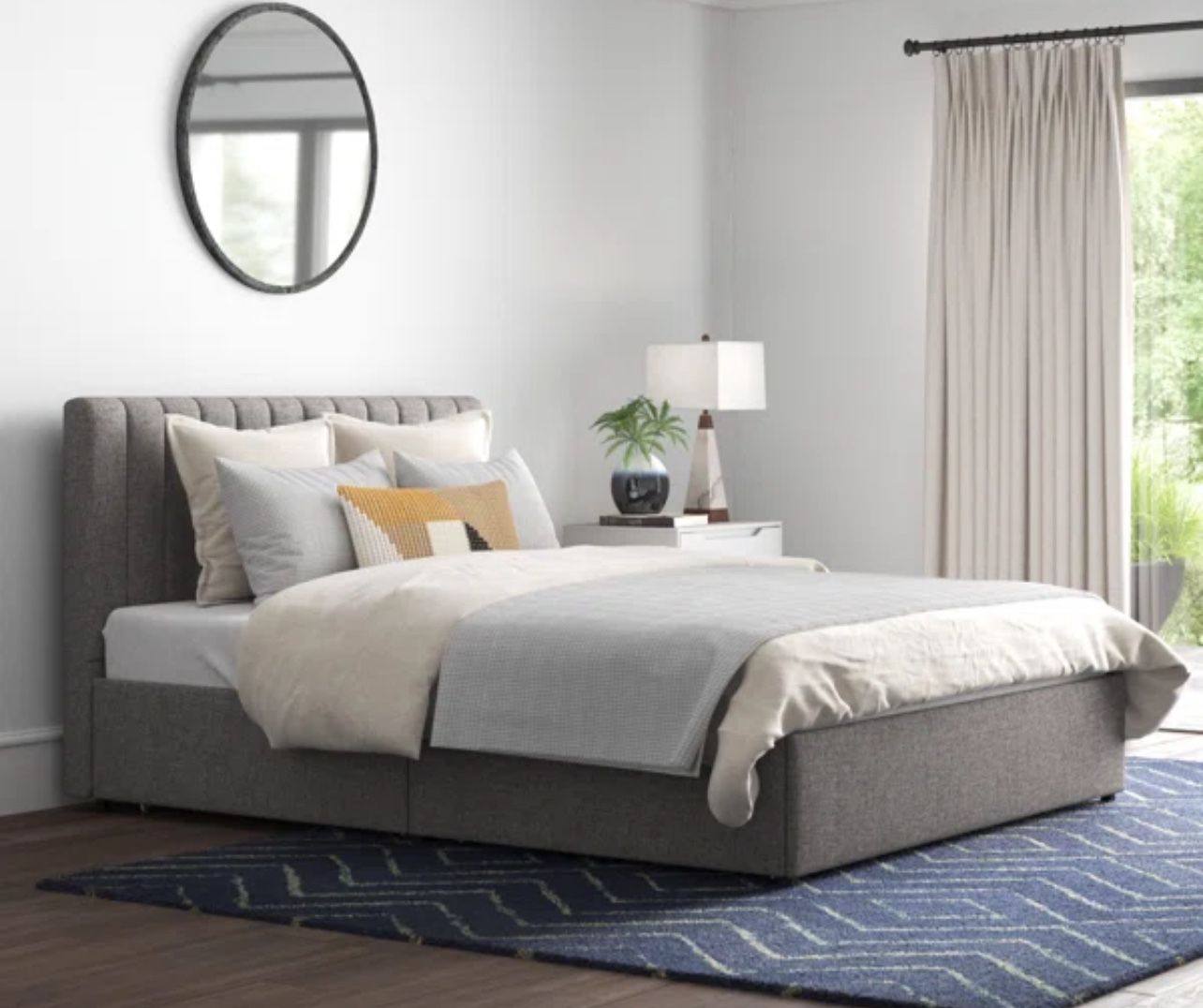 Queen Bed Frame-Upholstered Platform Storage Bed