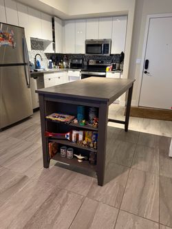 Counter Height Dining Table / Kitchen Island with Storage – 60”