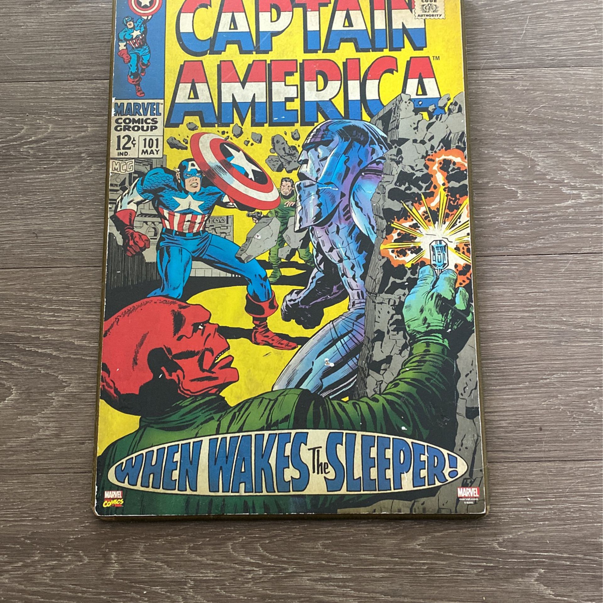 Captain America 101 Cover Wood Wall Art plaque 13x19 Marvel
