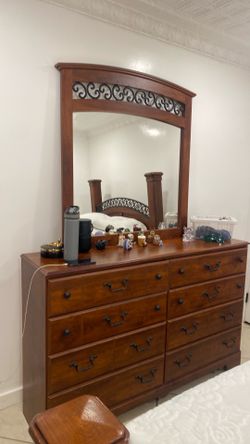 Dresser with mirror and queen size bed mattress NOT included