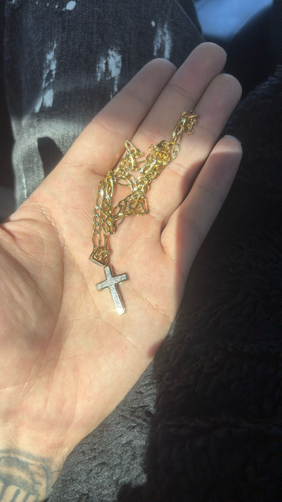 10k Gold Chain Diamond Cross 