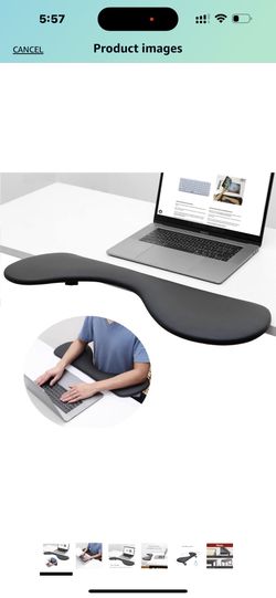 Eulps Ergonomic Forearm Support Clamp-on Leather Elbow Armrest Pad Ergonomic Desk Extender for Home and Office, Easy Typing & Pain Relief (Black)