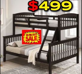 Twin Full Expresso Bunkbed with Orthopedic Mattress Included