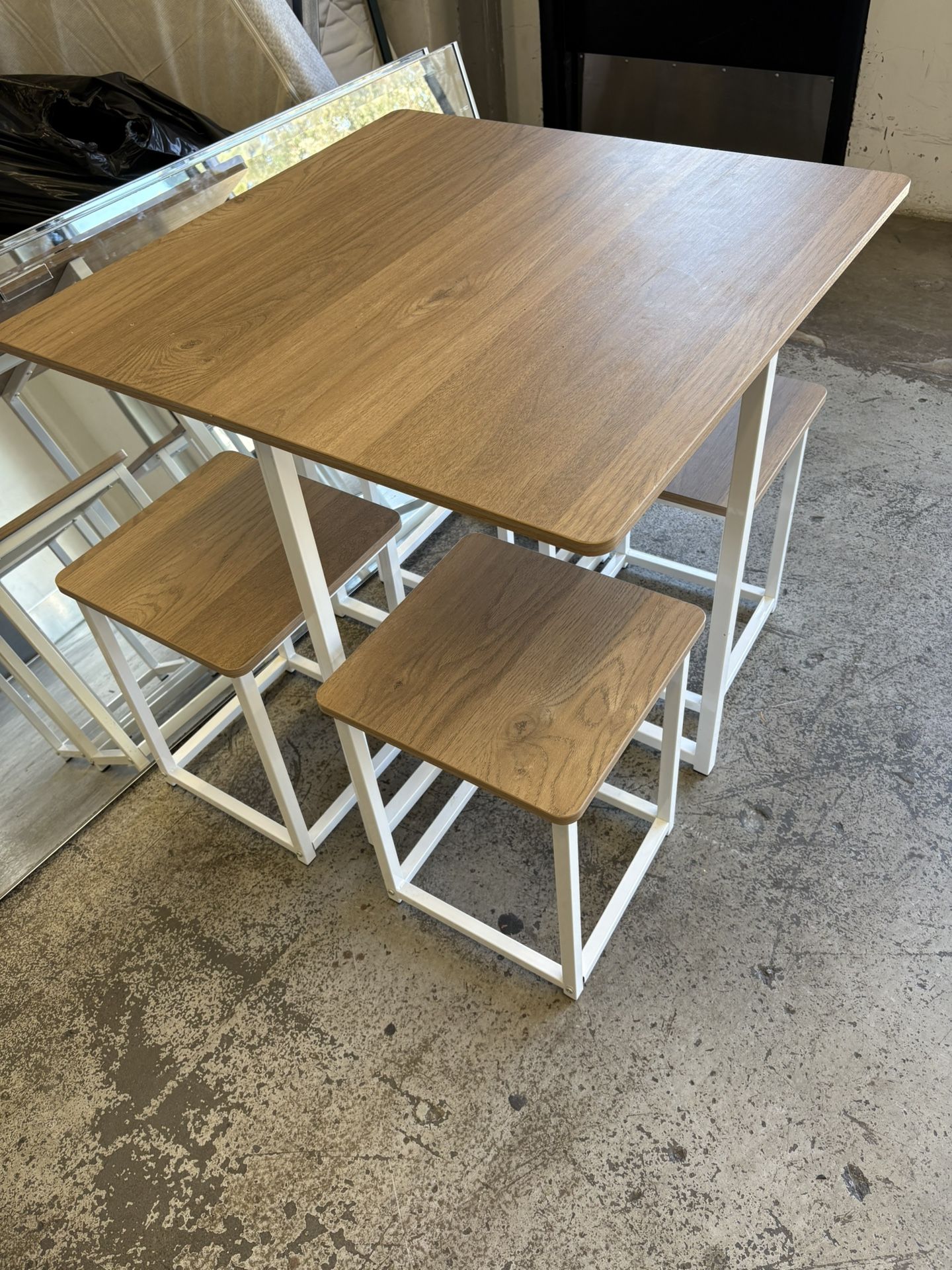 Table set/table with four nesting stools/table and stools/work table