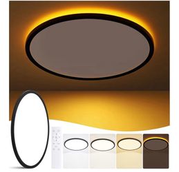 19 Inch Flush Mount Ceiling Light with Night Light, 45W 4500LM, Dimmable LED Ceiling Lights Fixture with Remote Control, 3000K/4000K/6500K Selectable,