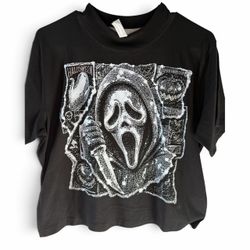 Ghostface Scream Horror Graphic Crop T-Shirt