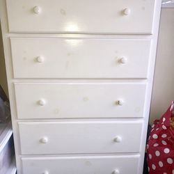 White Wood Drawers / Tall Dresser 