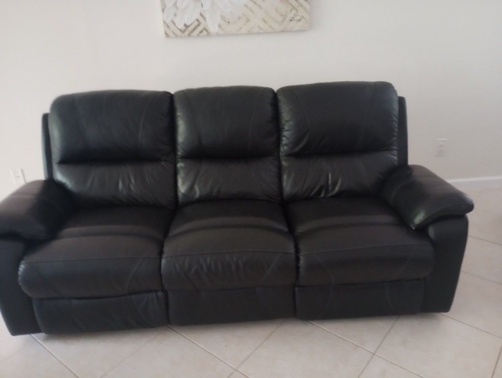 Non-power Reclining Leather Couch - Black - Has To Go By Friday 6/20