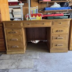 Solid Wood Desk And Matching filing Cabinet 
