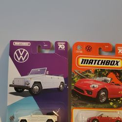 Matchbox and Hot Wheels Volkswagen Convertibles: 1974 Type 181 And 2019 Beetle Convertible Toy Car