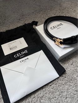 Celine Paris Black Leather Belt Gold Buckle