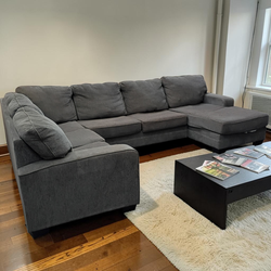 Grey blue large sectional couch