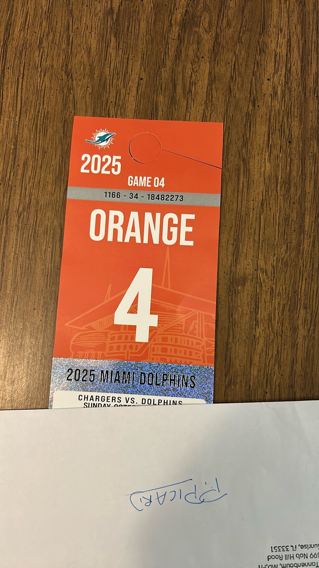 Dolphins Vs chargers 10/12 Orange Park Pass $190