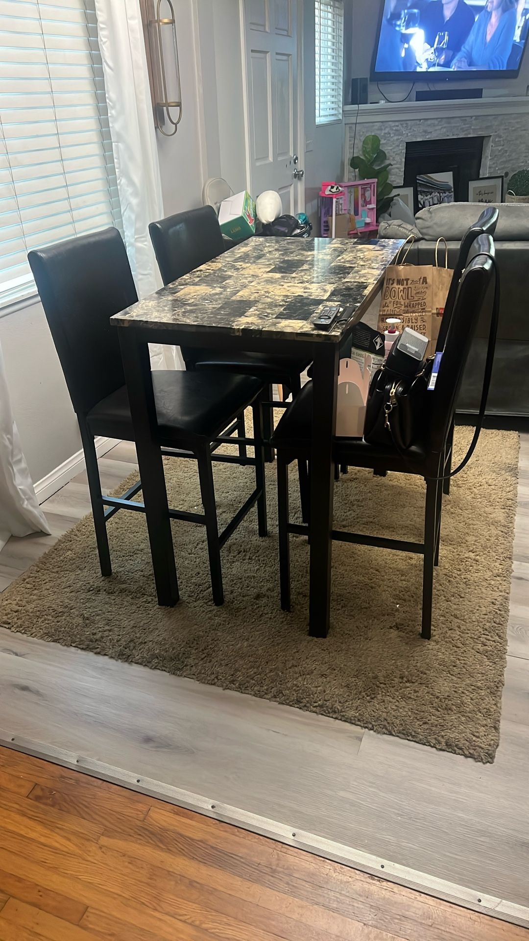 Tall Dining table With 4 Chairs